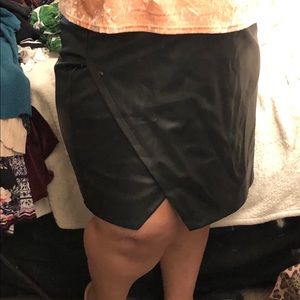 Faux Leather Wrap Skirt